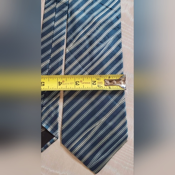Banana Republic Midnight Green Stripe Silk Tie Made in Italy RN 54023 CA 17897 - Picture 3 of 7